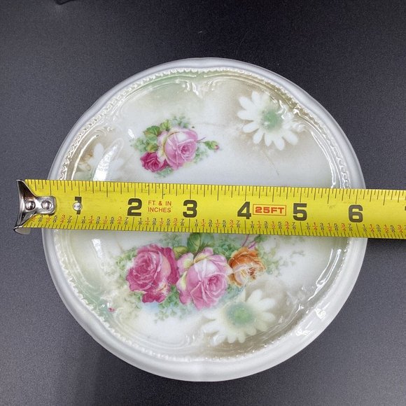 Antique Three Crown China Germany Teapot Trivet Ceramic Porcelain Floral Rose - Picture 5 of 9